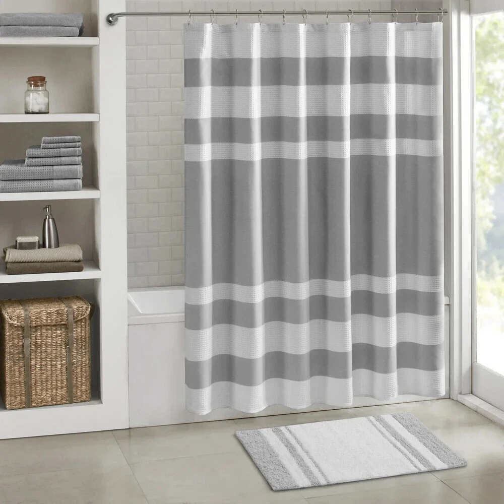 Madison Park MP72-1487 Spa Bath Rug 20 x 30 Gray 100% Cotton Reversible BED33